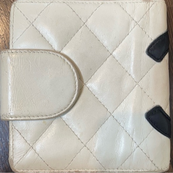 Chanel Cambon Line Tri Fold White Wallet w/White CC. - Picture 2 of 6